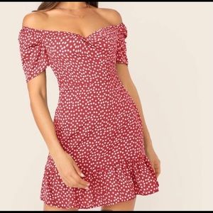 SHEIN - NWOT! Red Floral Off the Shoulder Dress